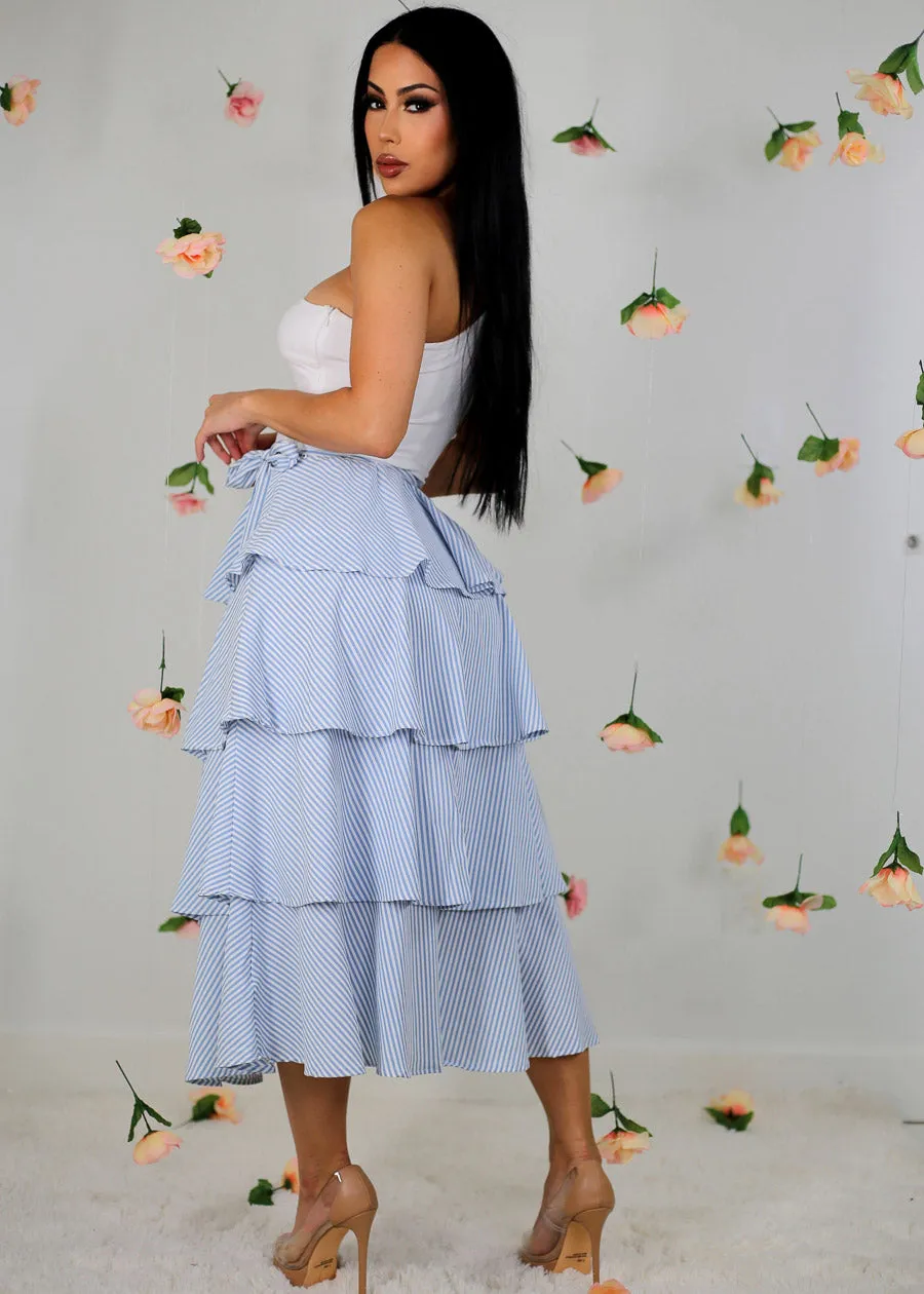 One Shoulder Stripe Ruffed Maxi Dress sold by Moda product image thumbnail 2