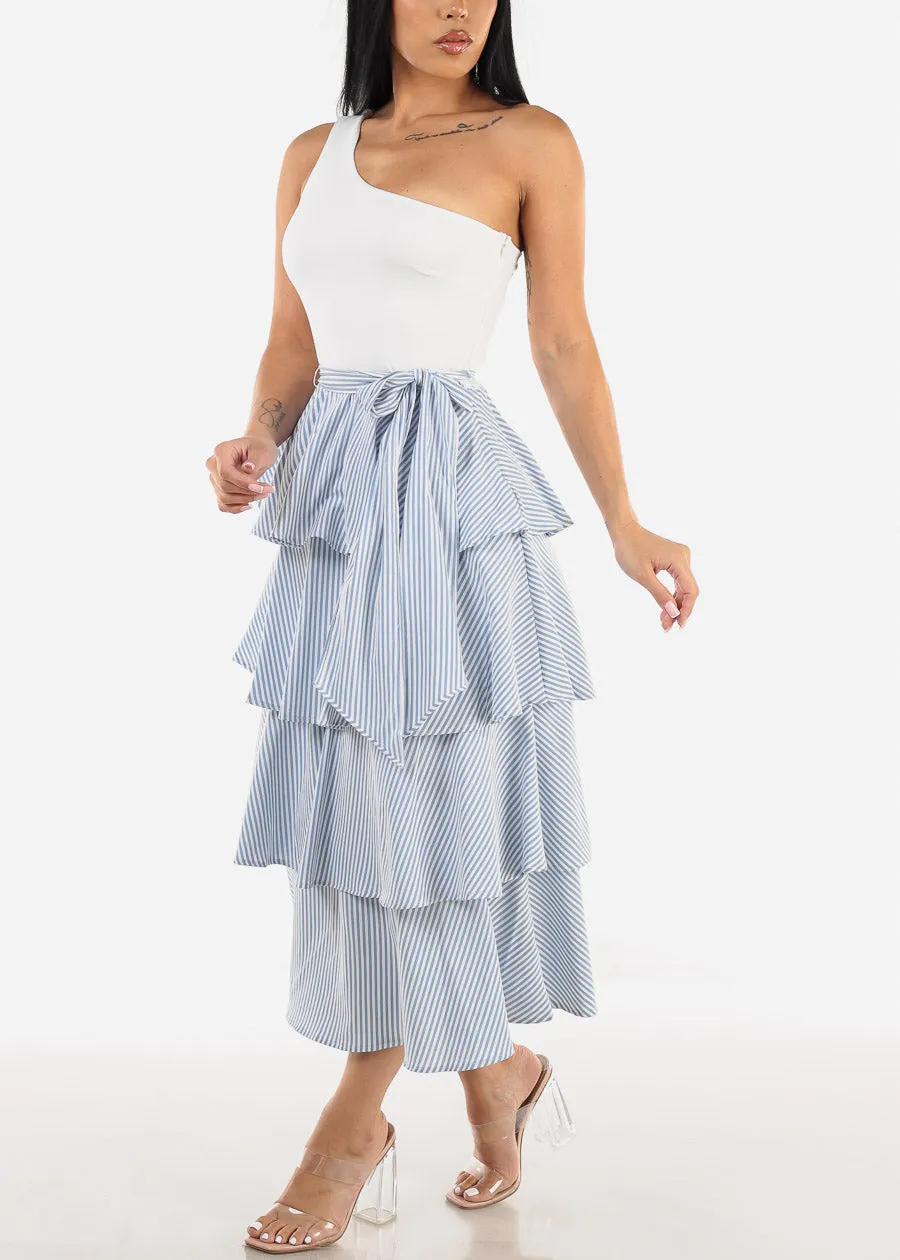 One Shoulder Stripe Ruffed Maxi Dress sold by Moda product image thumbnail 3