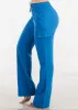 High Waist Straight Leg Linen Cargo Pants Royal Blue sold by Moda