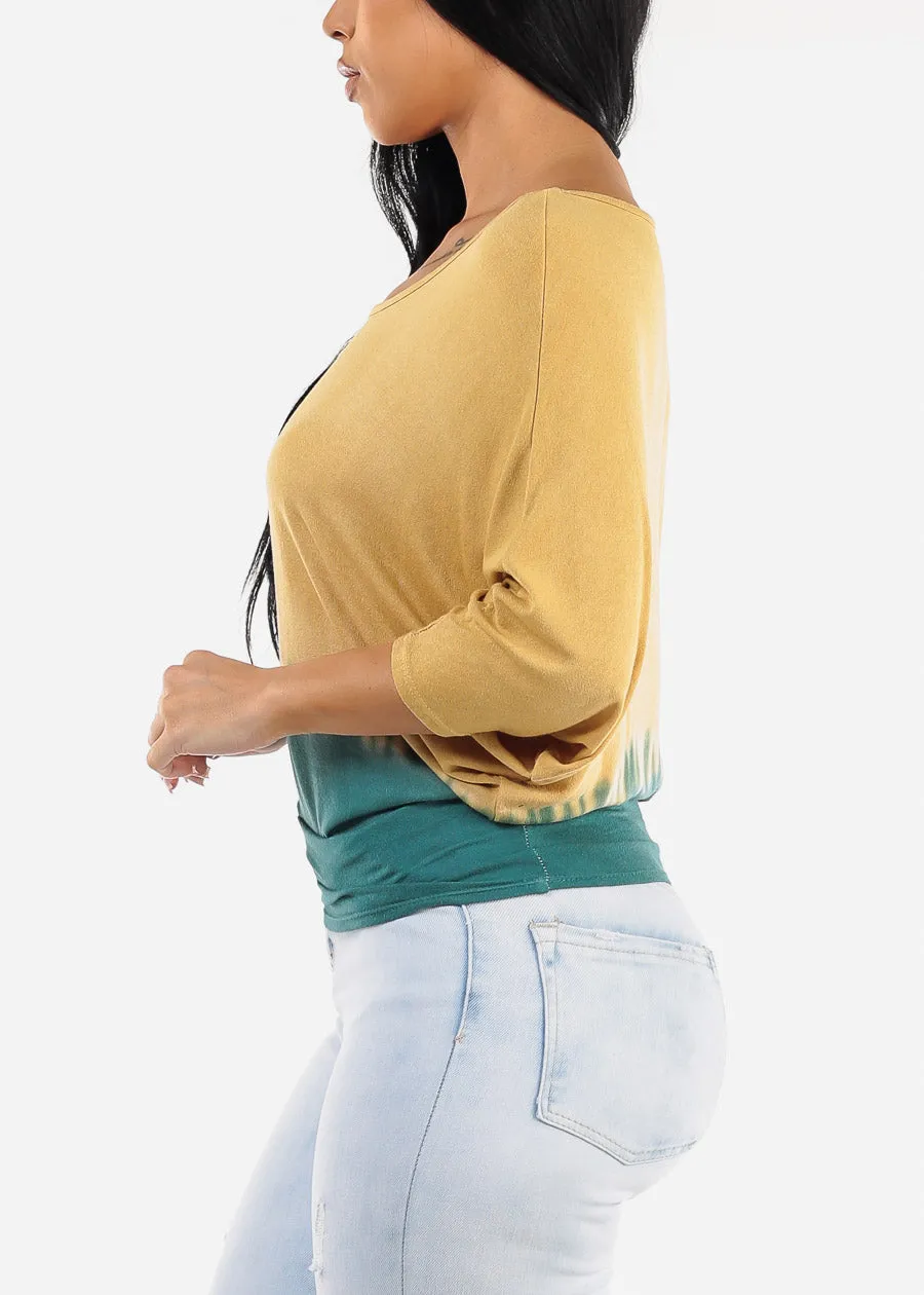 Quarter Dolman Sleeve Tie Dye Tunic Top Mustard sold by Moda product image thumbnail 3