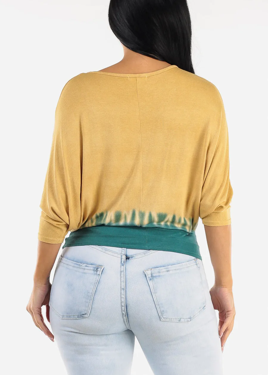 Quarter Dolman Sleeve Tie Dye Tunic Top Mustard sold by Moda product image thumbnail 4