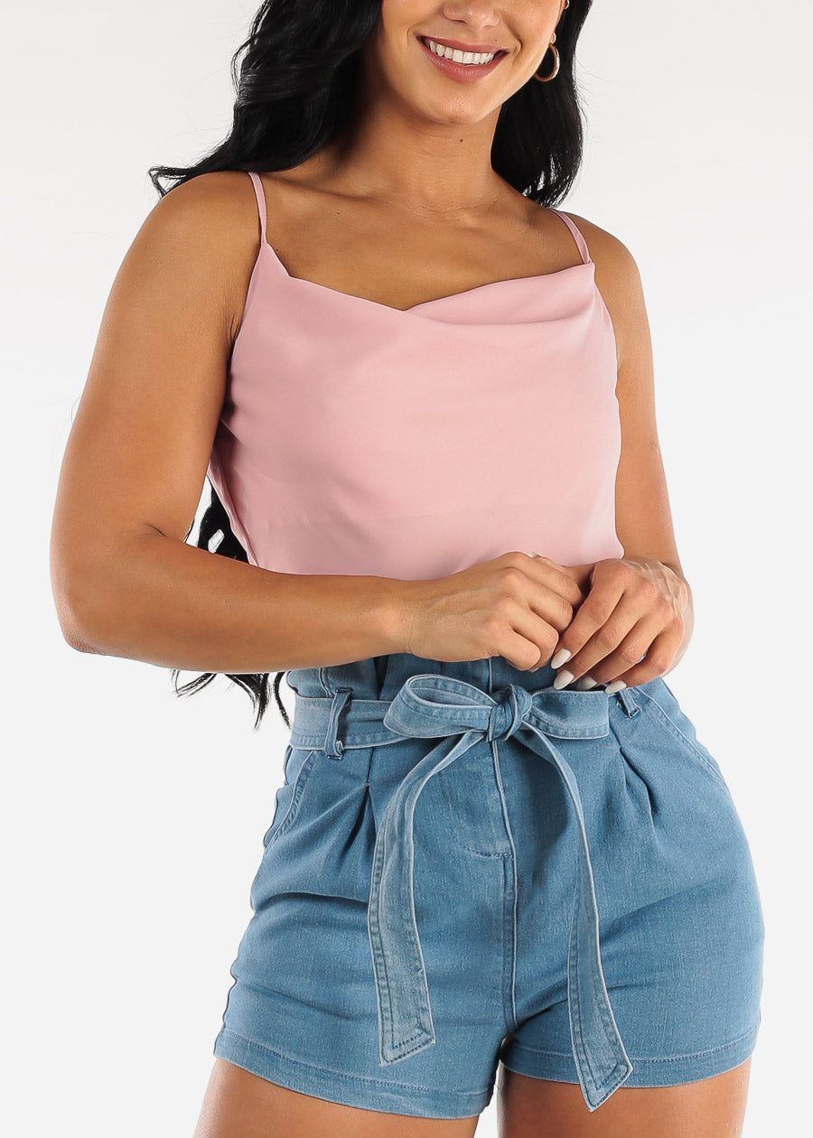 Sleeveless Cowl Neck Chiffon Blouse Mauve sold by Moda