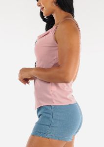 Sleeveless Cowl Neck Chiffon Blouse Mauve sold by Moda