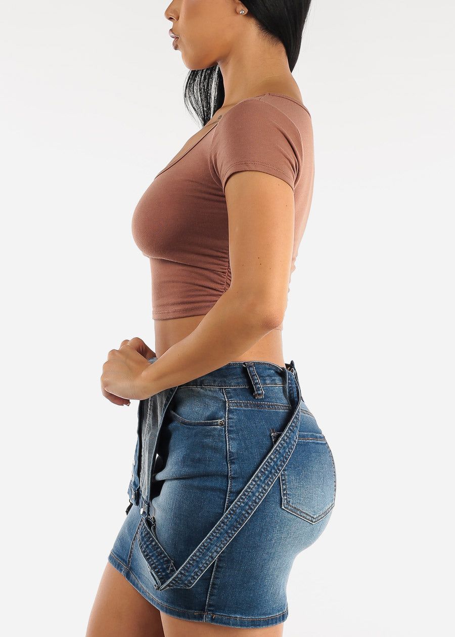 Short Sleeve Ruched Sides Crop Top Brown sold by Moda product image thumbnail 3