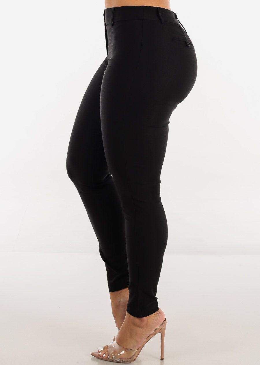 Black Mid Rise 2 Button Dressy Skinny Pants sold by Moda product image thumbnail 3