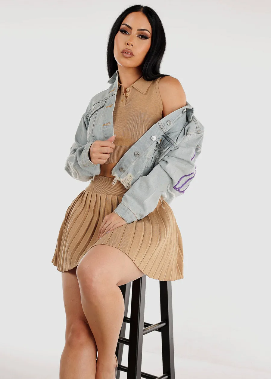 Blue Graphic Cropped Denim Jacket "Love" sold by Moda product image thumbnail 2