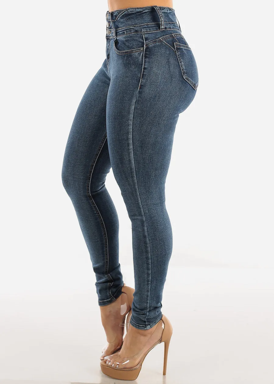 Levantacola High Waisted Skinny Jeans Med Sand Wash sold by Moda product image thumbnail 5