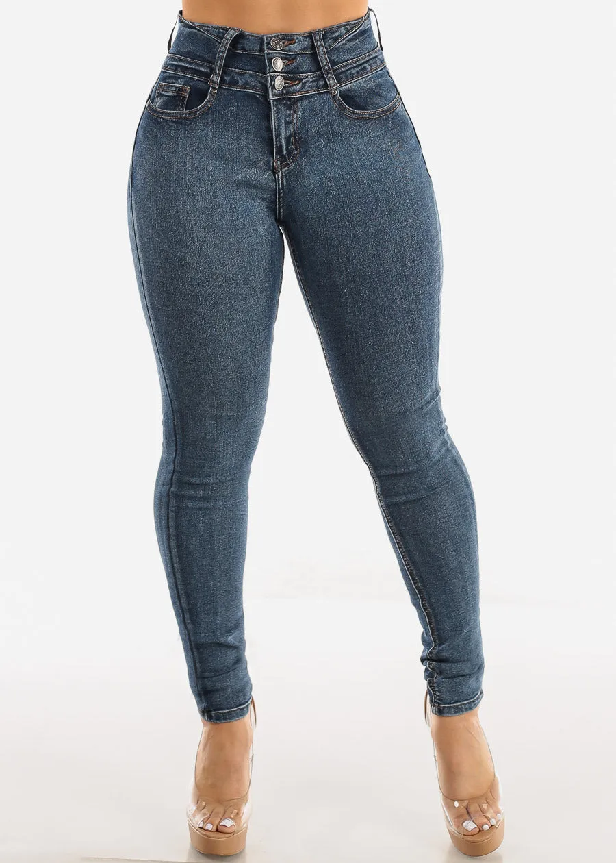 Levantacola High Waisted Skinny Jeans Med Sand Wash sold by Moda product image thumbnail 4