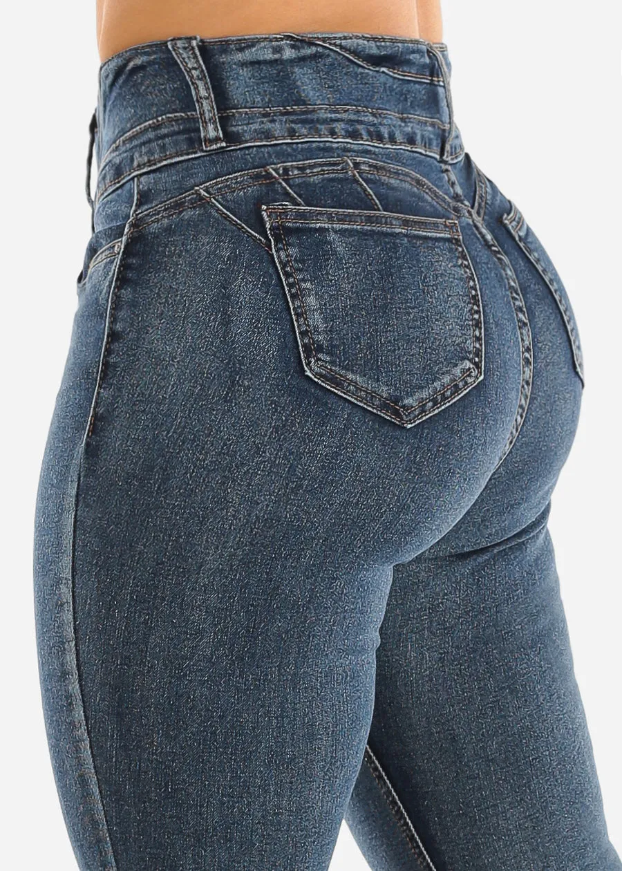 Levantacola High Waisted Skinny Jeans Med Sand Wash sold by Moda