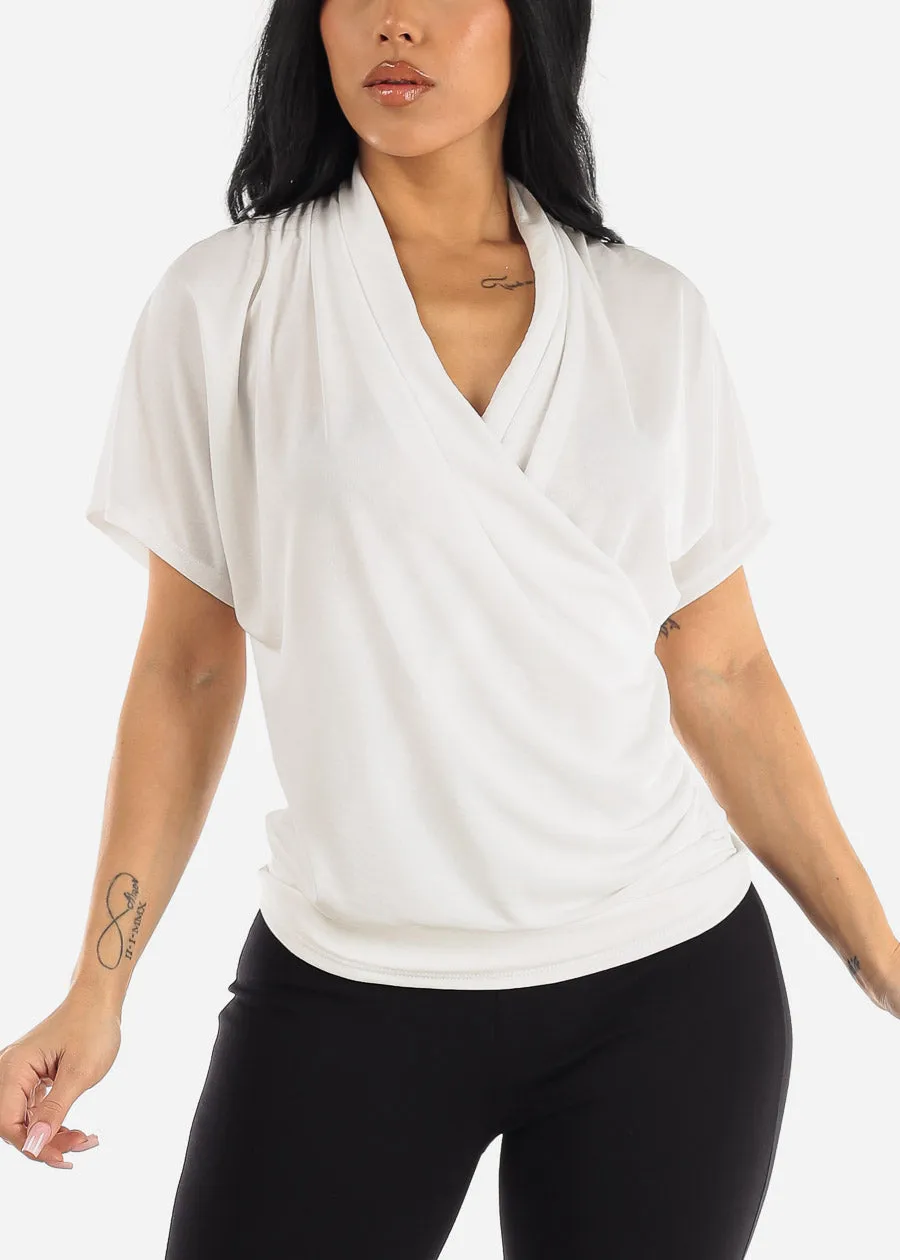 Short Dolman Sleeve Surplice Blouse Off White sold by Moda product image thumbnail 5