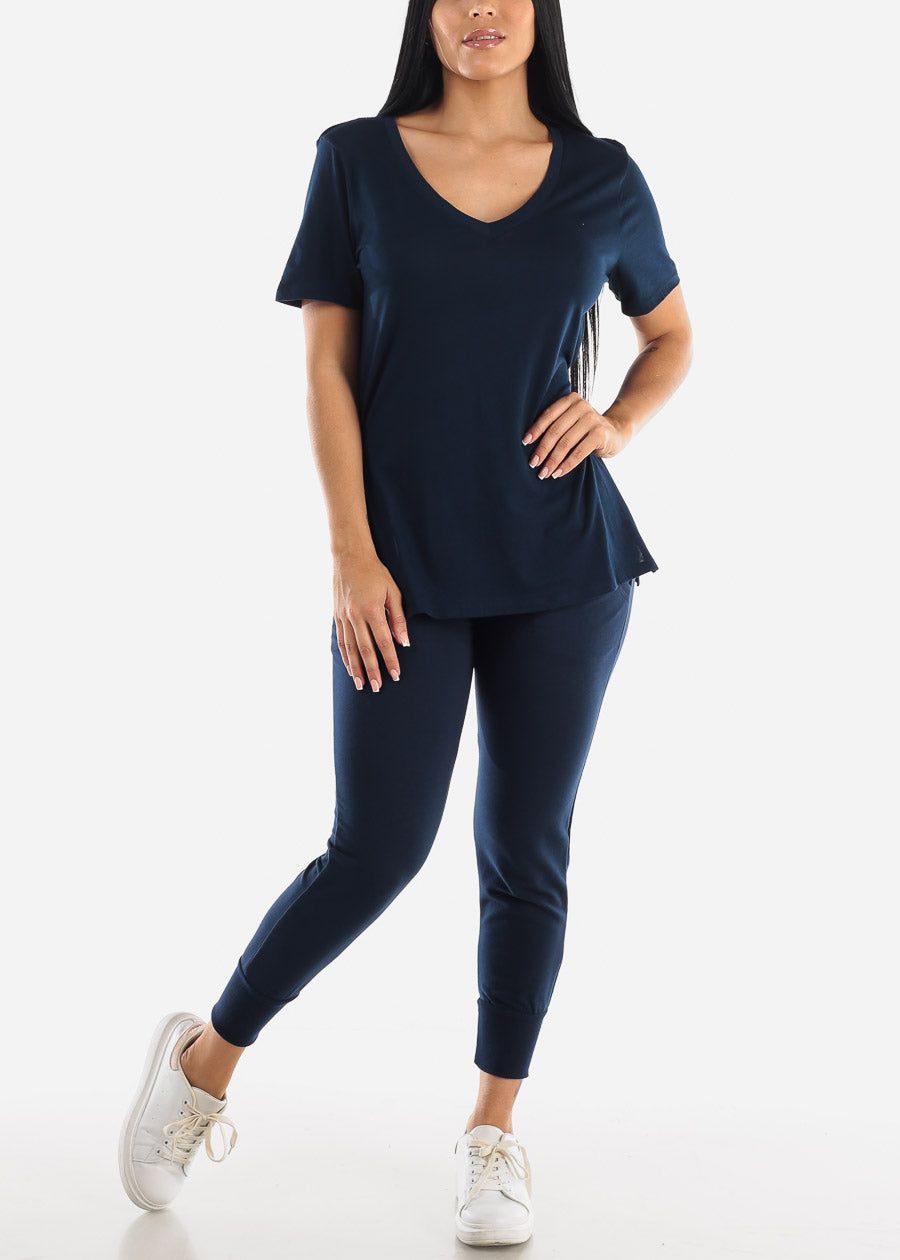 Navy High Waist Sweatpants sold by Moda product image thumbnail 2