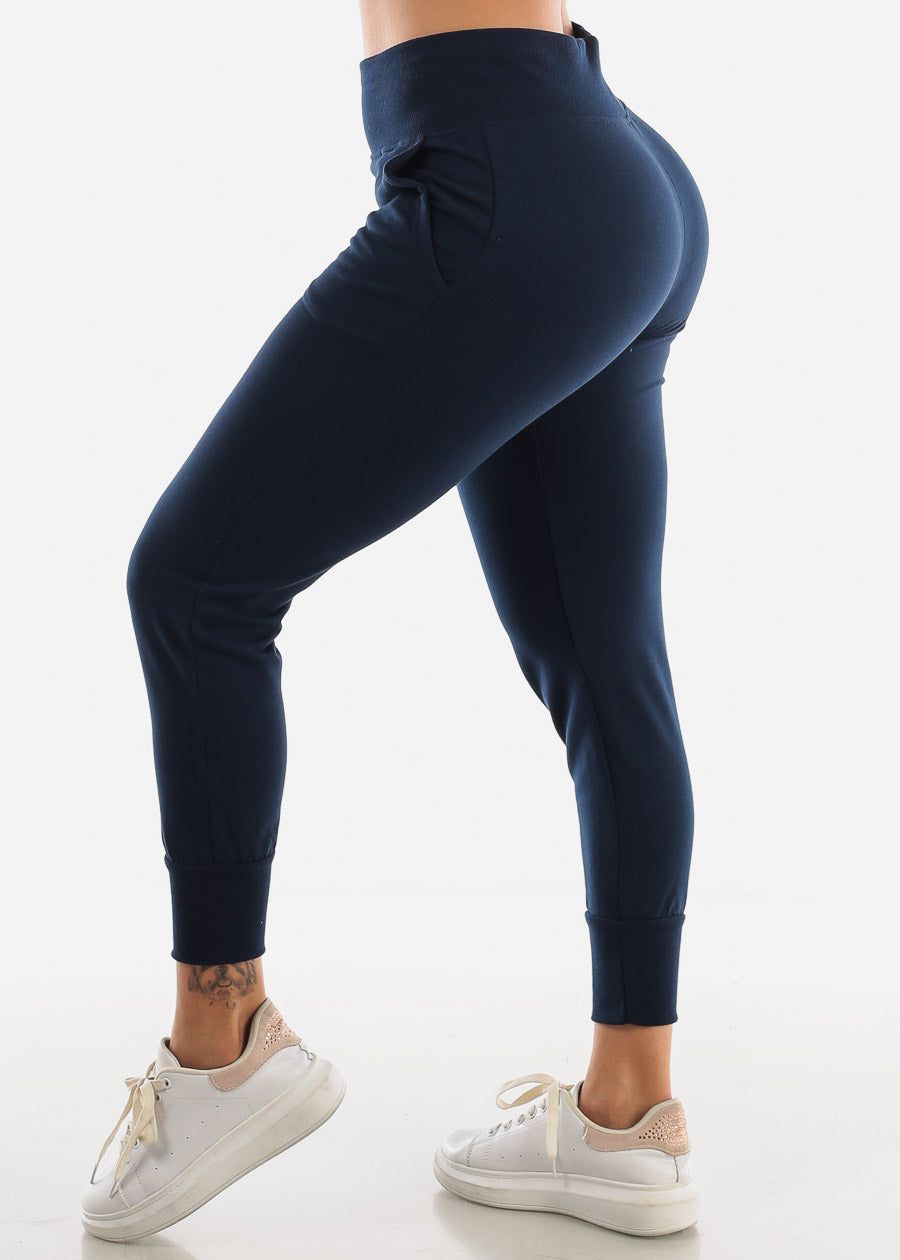 Navy High Waist Sweatpants sold by Moda product image thumbnail 3