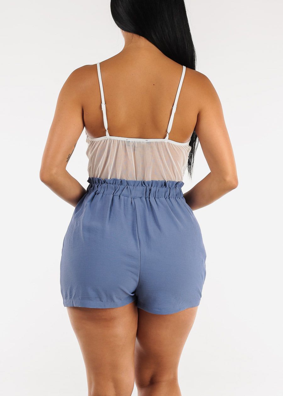 Floral Lace Vneck Cami Romper Blue w Pockets sold by Moda product image thumbnail 4