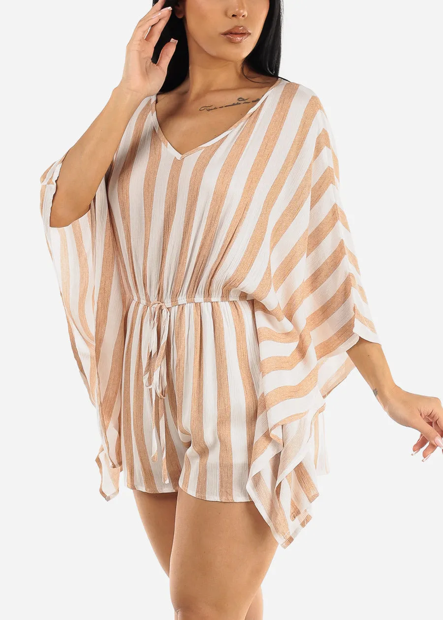 Stripe Vneck Woven Romper Mocha sold by Moda product image thumbnail 2