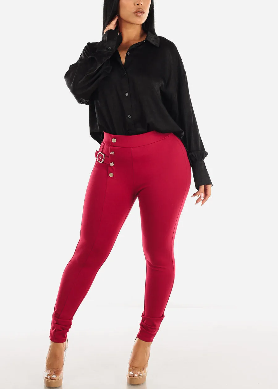 Long Sleeve Button Up Black Glossy Satin Collared Blouse sold by Moda product image thumbnail 2