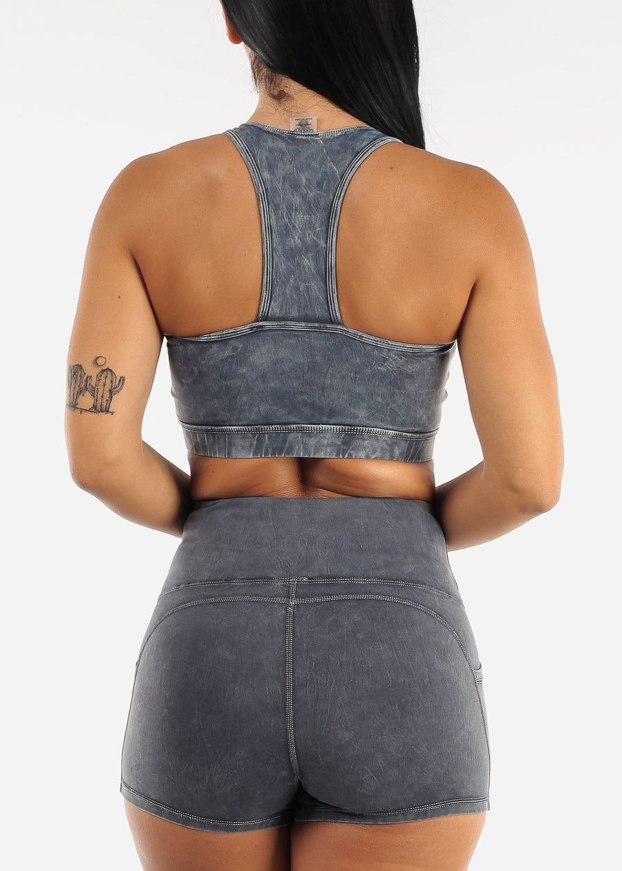 MONO B Acid Wash Racerback Gym Sports Bra sold by Moda product image thumbnail 4