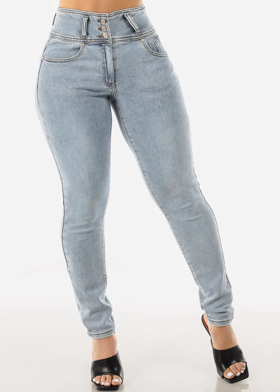 Super High Waisted Butt Lifting Skinny Jeans Light Acid Wash sold by Moda product image thumbnail 3