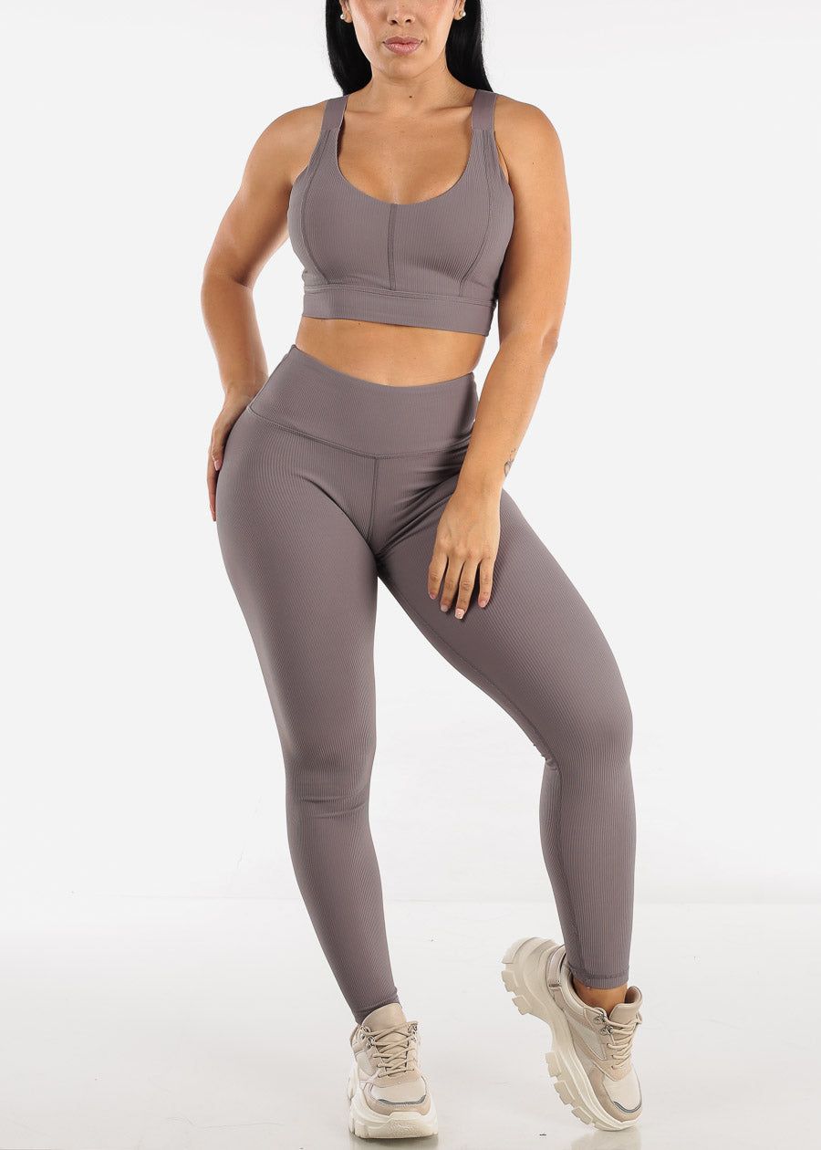 MONO B Micro Ribbed Lycra Blend Sports Bra w Adjustable Straps sold by Moda product image thumbnail 2