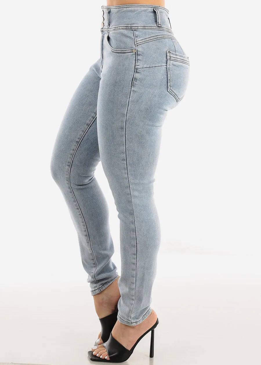 Super High Waisted Butt Lifting Skinny Jeans Light Acid Wash sold by Moda product image thumbnail 4