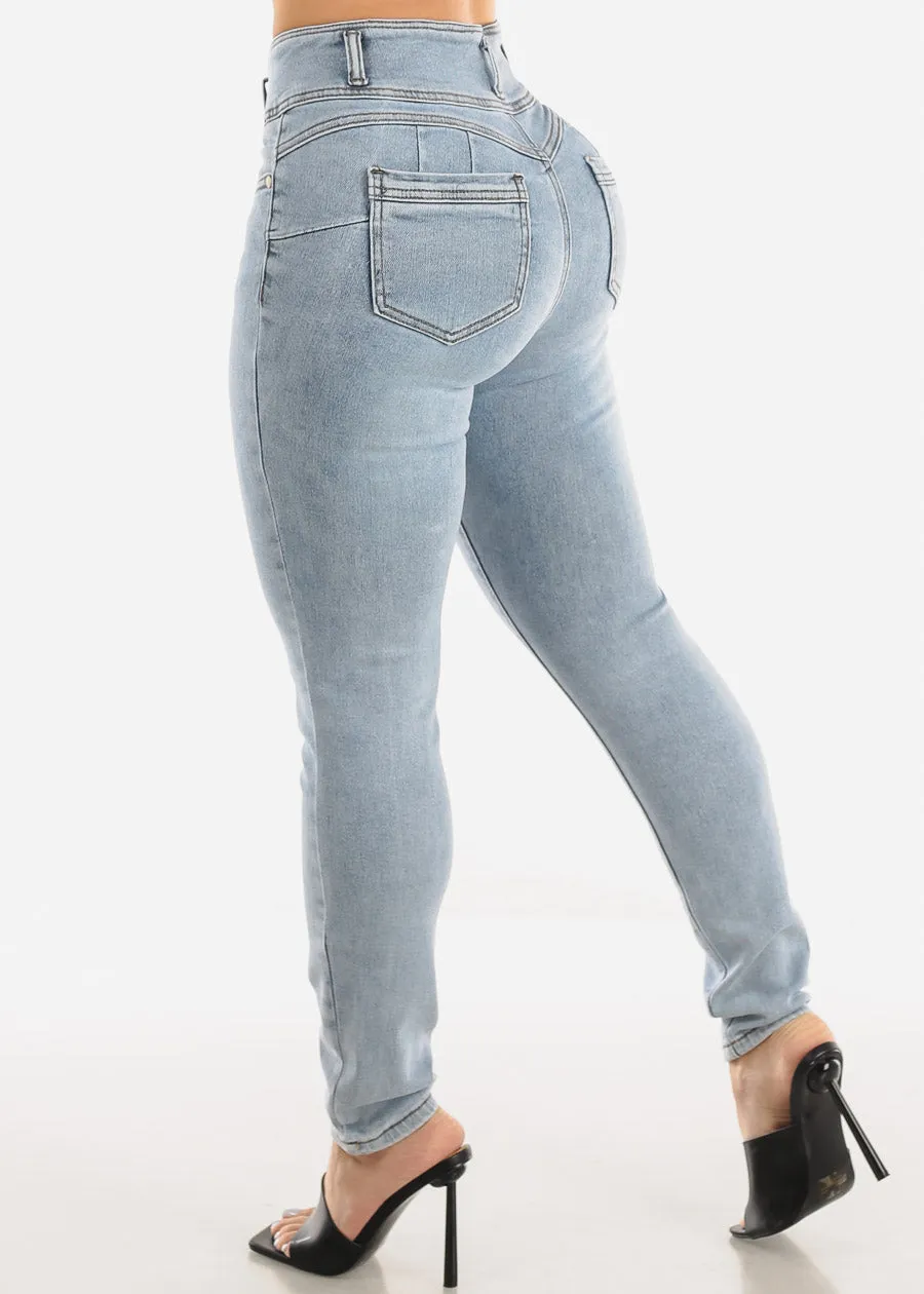 Super High Waisted Butt Lifting Skinny Jeans Light Acid Wash sold by Moda product image thumbnail 5
