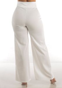 High Waisted Wide Legged Pants Ivory sold by Moda