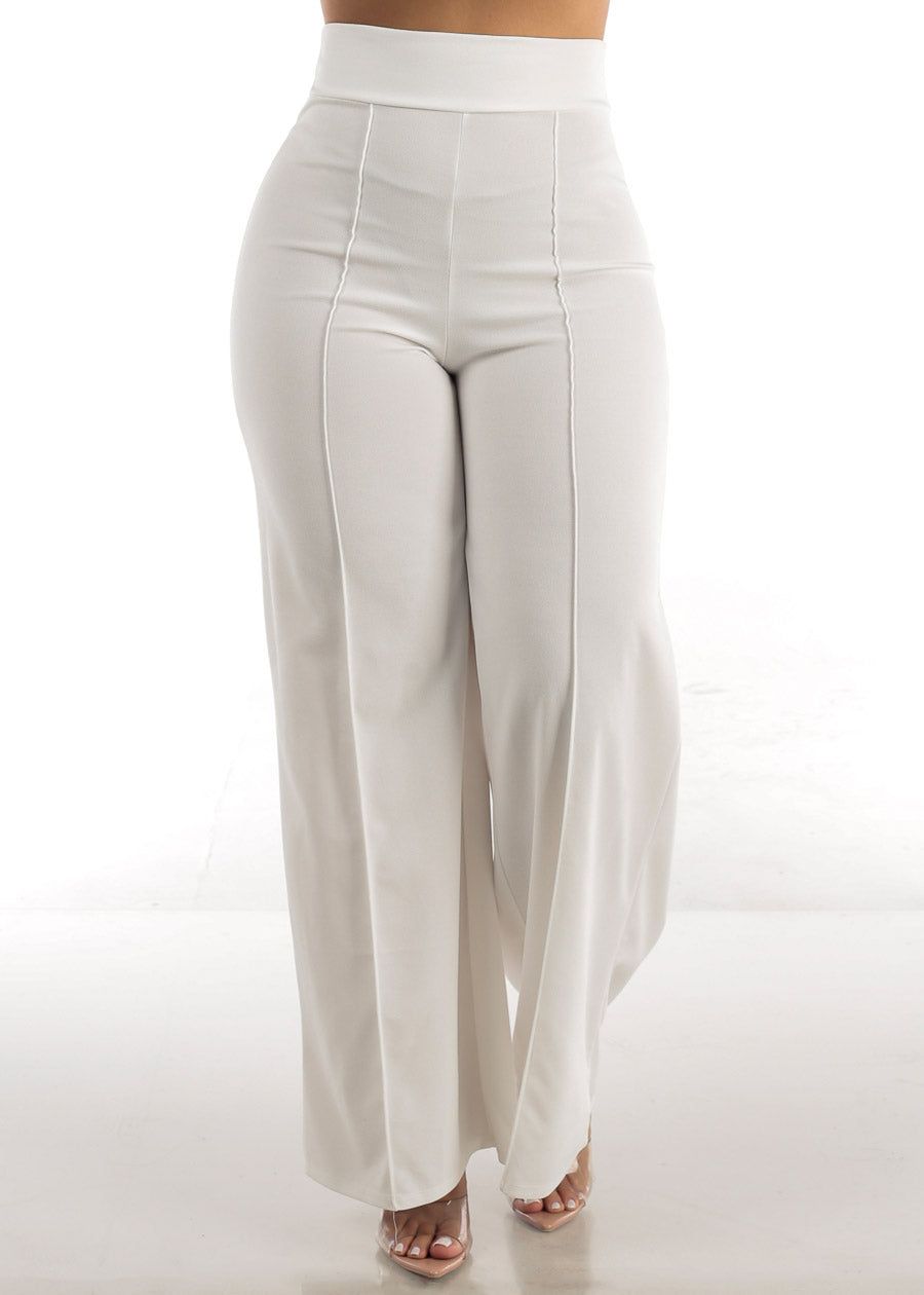 High Waisted Wide Legged Pants Ivory sold by Moda
