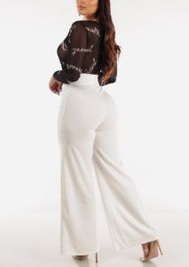 High Waisted Wide Legged Pants Ivory sold by Moda