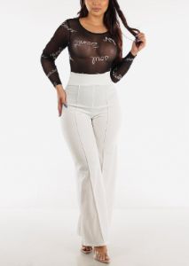 High Waisted Wide Legged Pants Ivory sold by Moda