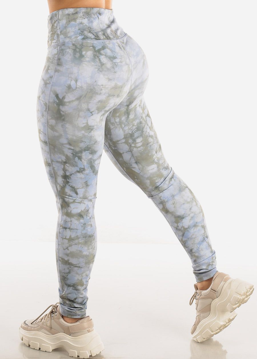 High Waisted Tie Dye Activewear Leggings Olive sold by Moda product image thumbnail 4