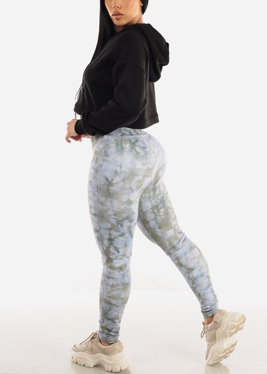 High Waisted Tie Dye Activewear Leggings Olive sold by Moda product image thumbnail 5