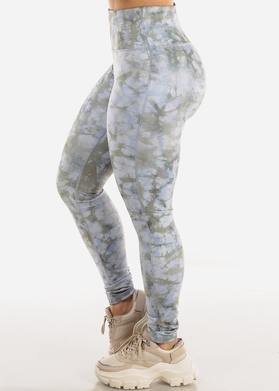 High Waisted Tie Dye Activewear Leggings Olive sold by Moda product image thumbnail 3