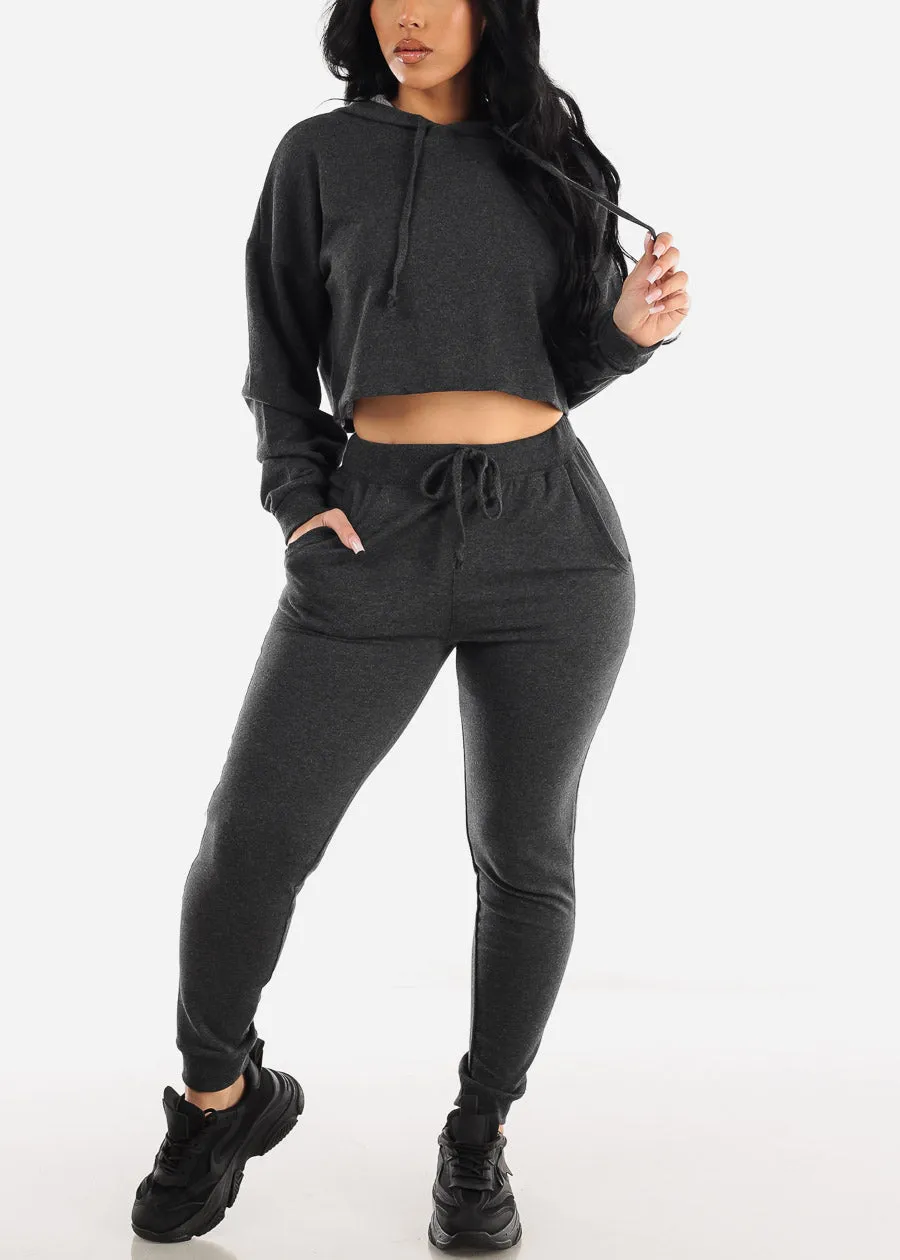 Drawstring Waist French Terry Jogger Pants Charcoal sold by Moda product image thumbnail 2