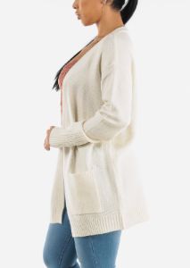 Long Sleeve Ivory Cardigan w Pockets sold by Moda