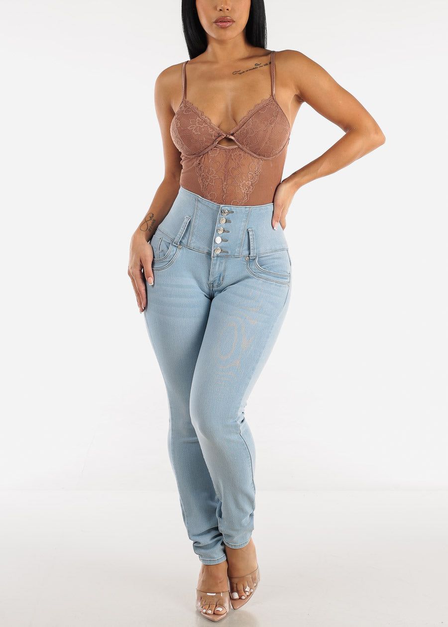 High Waisted Butt lifting Light Blue Skinny Jeans sold by Moda product image thumbnail 2