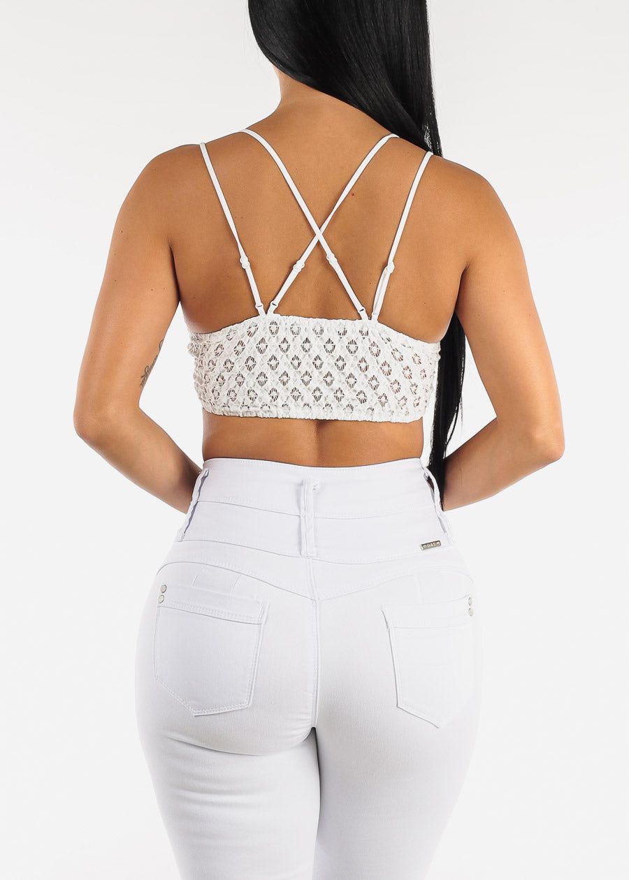 Ivory Double Strap Floral Lace Bralette sold by Moda product image thumbnail 4