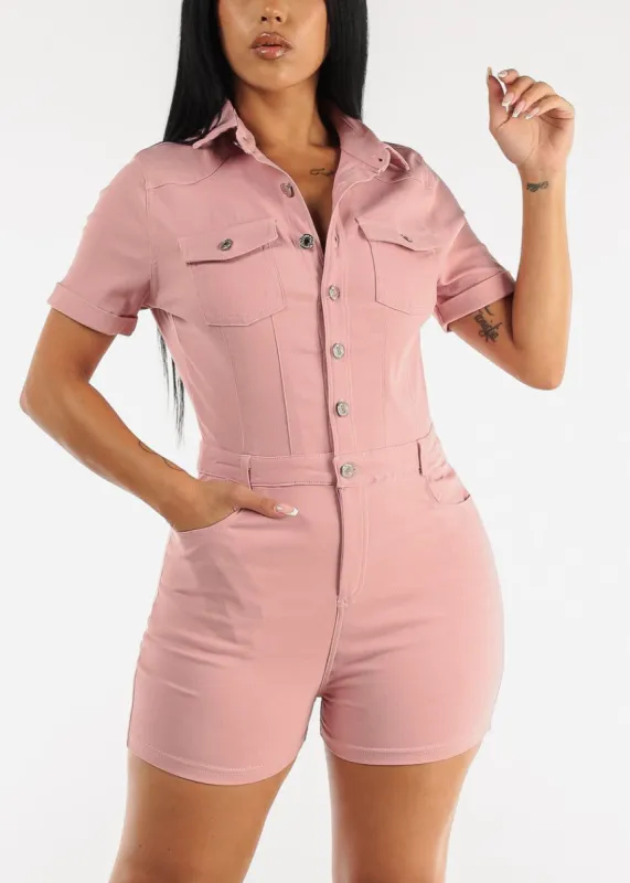 Hyper Stretch Short Sleeve Romper Mauve sold by Moda