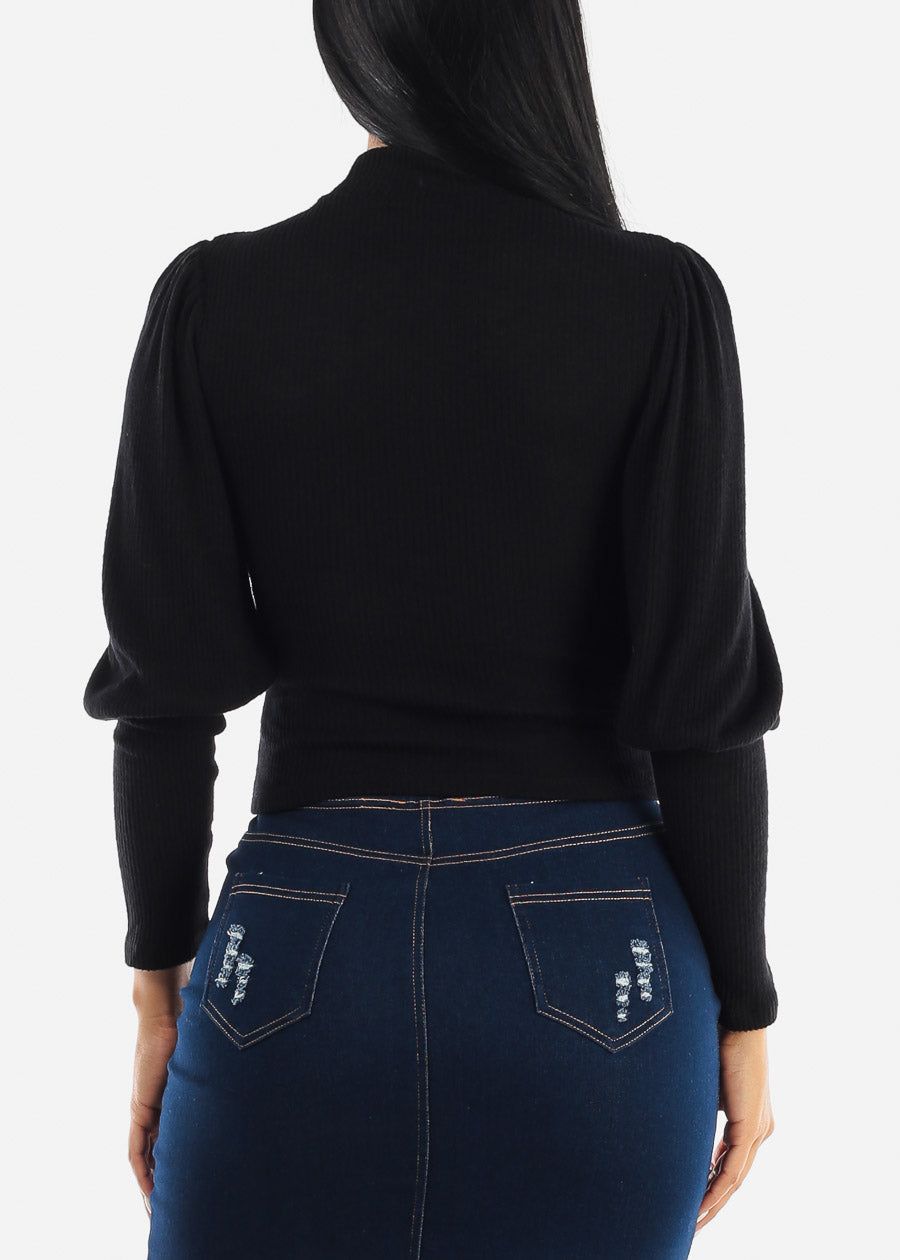 Black Mock Neck Light Sweater sold by Moda product image thumbnail 4