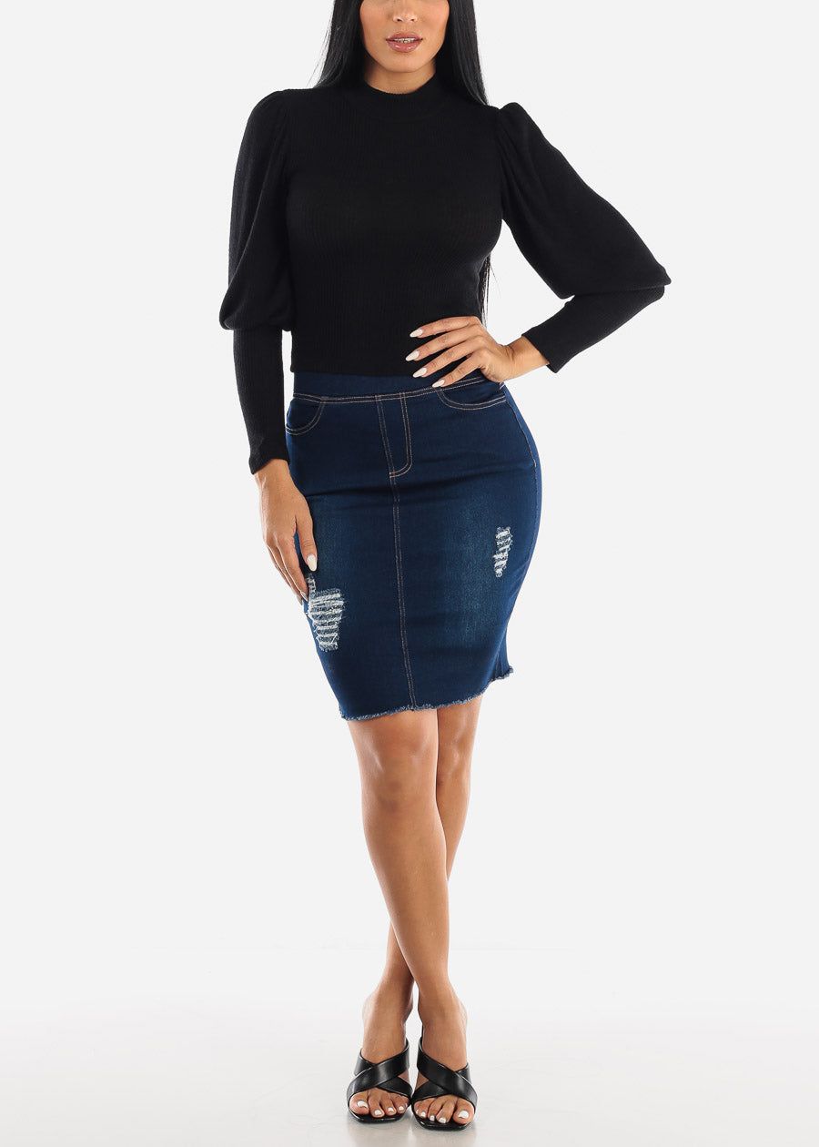 Black Mock Neck Light Sweater sold by Moda product image thumbnail 2