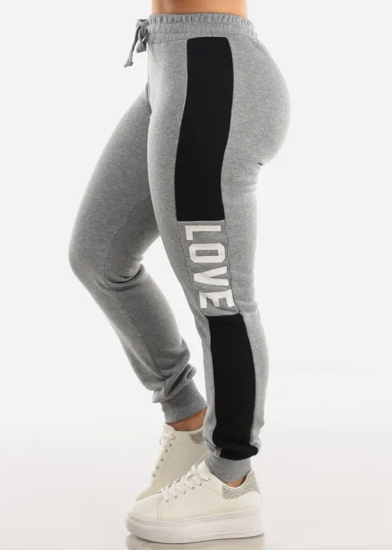 Fleece High Waist Jogger Sweatpants Grey "Love" sold by Moda
