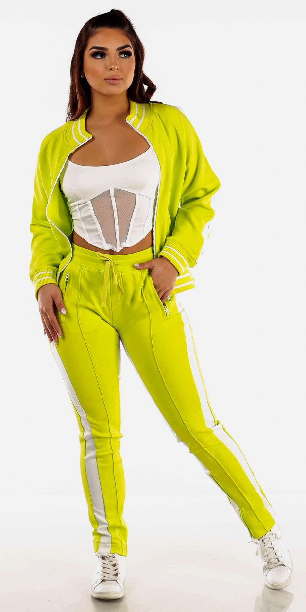 Zip Up Tracksuit with White Crop Top sold by Moda