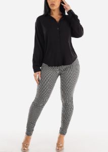 Black Oversized Long Sleeve Button Down Shirt sold by Moda
