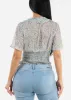 Short Sleeve Floral Smock Waist Top Blue sold by Moda