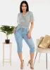 Short Sleeve Floral Smock Waist Top Blue sold by Moda