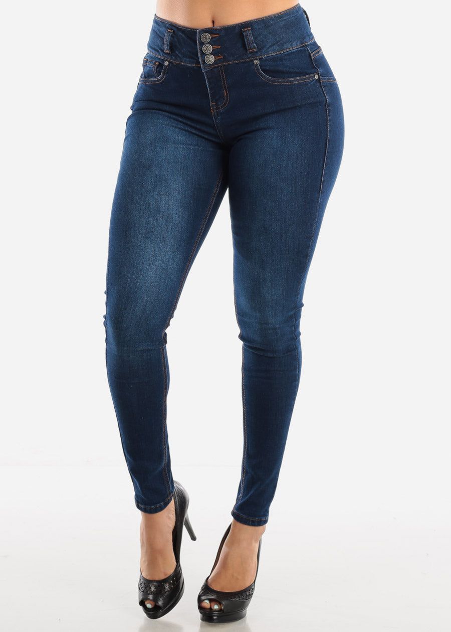 MX JEANS High Rise Dark Denim Skinny Butt Lift Jeans sold by Moda product image thumbnail 3