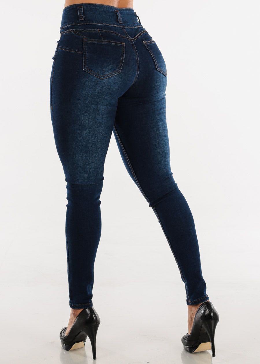 MX JEANS High Rise Dark Denim Skinny Butt Lift Jeans sold by Moda product image thumbnail 5