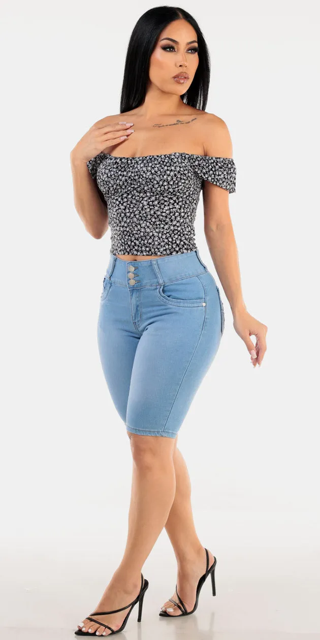 Black Floral Butt Lift Denim Look sold by Moda