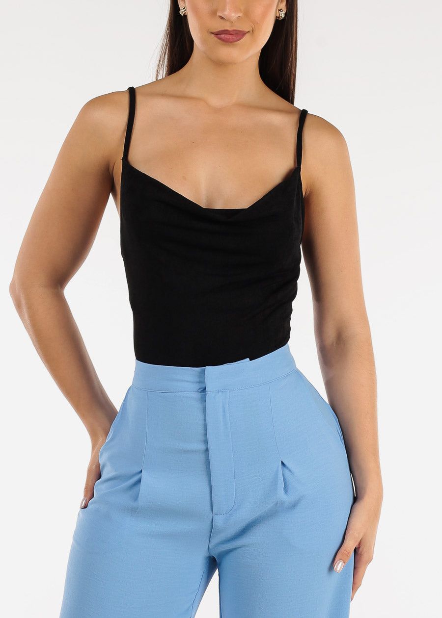 Black Sleeveless Slinky Cowl Neck Thong Bodysuit sold by Moda product image thumbnail 5