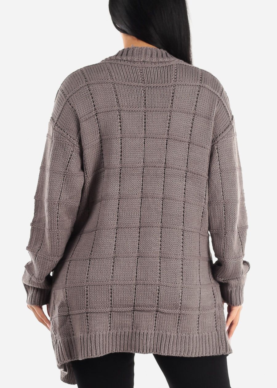 Long Sleeve Open Front Knitted Maxi Cardigan Charcoal sold by Moda product image thumbnail 4