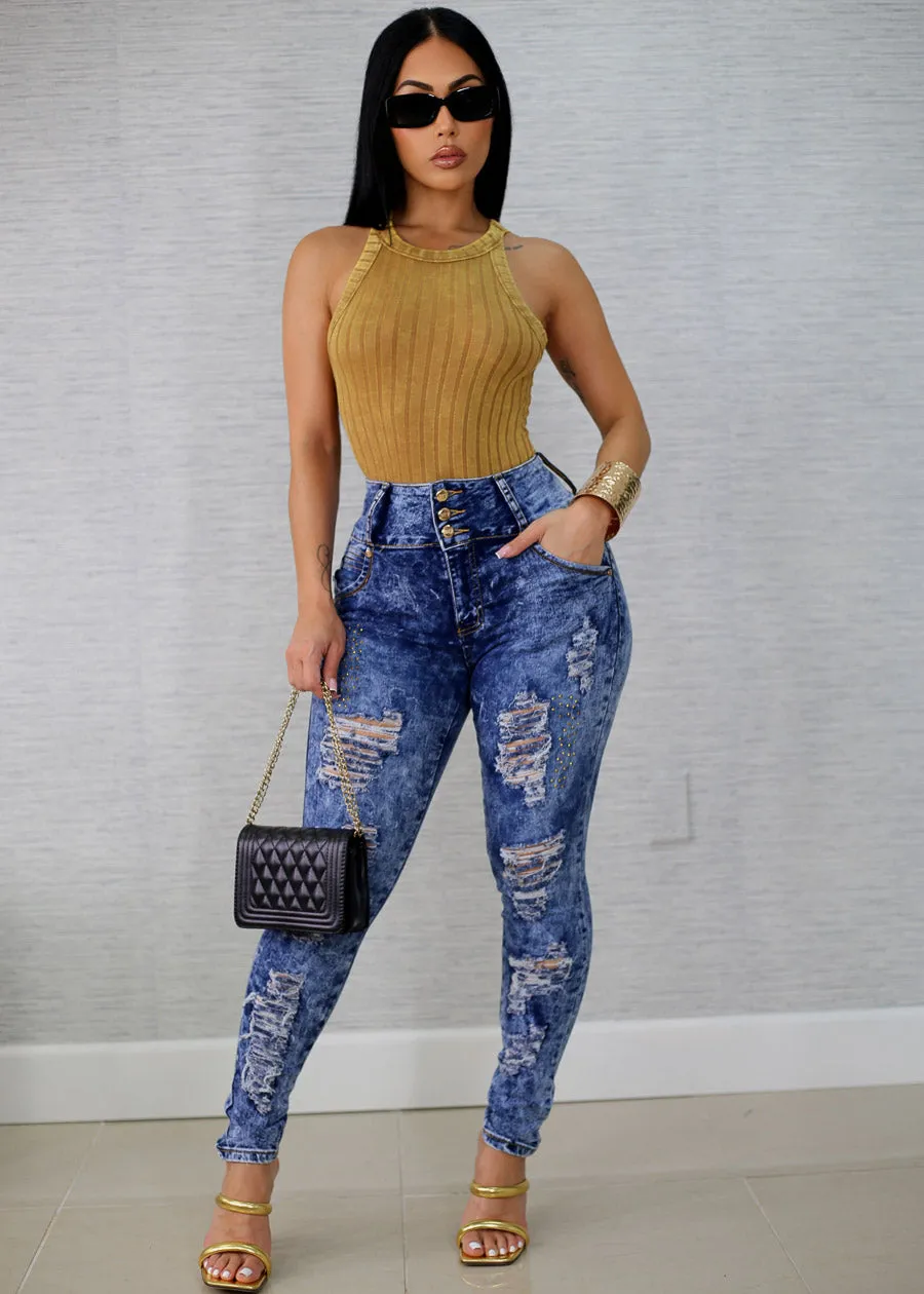 Crewneck Ribbed Cami Top Mustard sold by Moda product image thumbnail 2