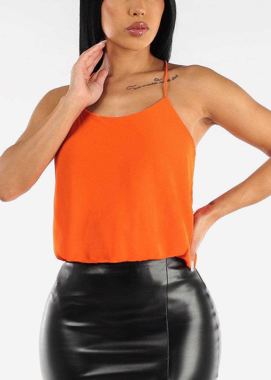 Sleeveless Chiffon Cami Top Neon Orange sold by Moda